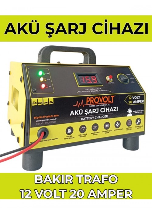 Akü Şarj Cihazı Provolt 12 Volt 200 Amperlik Akü İçin Bakır Trafo