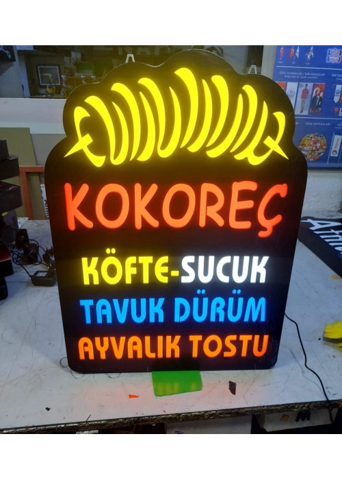 Lazer Kesim Işıklı Led Tabela 45x30cm