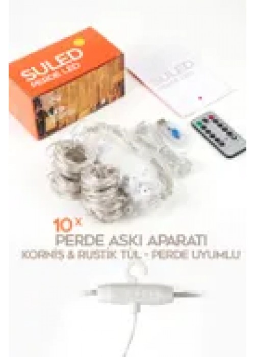 300 Ledli 10 Saçaklı Sarı Kumandalı 8 Modlu Perde peri Led