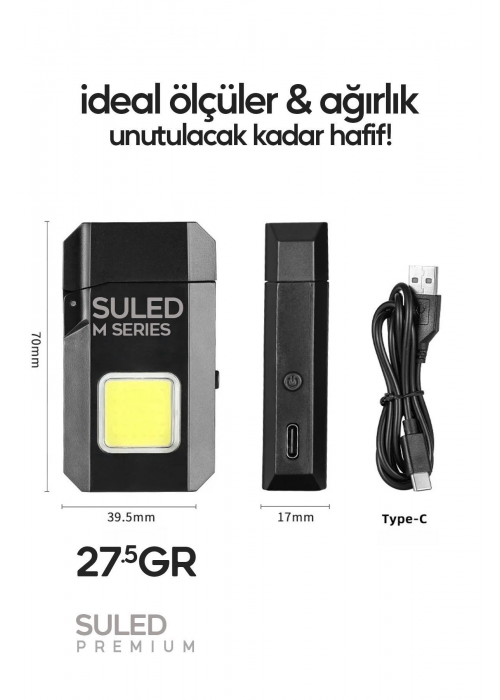 Şarjlı Çakmak USB Şarjlı LED Fener M Serisi Kamp Çakmağı COB Led CE Rüzgardan Etkilenmez