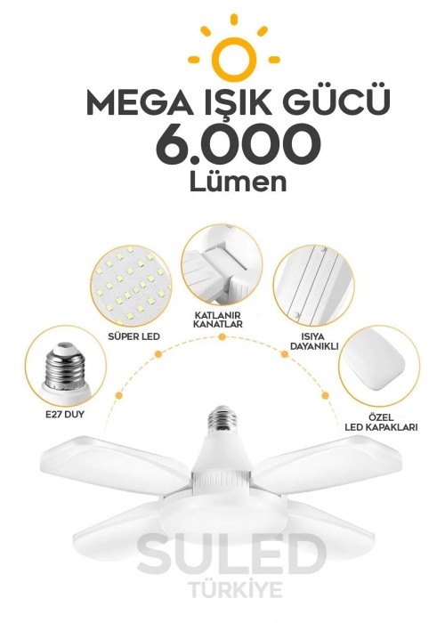 Pervane Led Ampül 60W 6000 Lümen