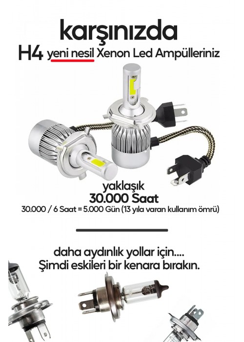 Zenon H4 Led Araba Far Ampul